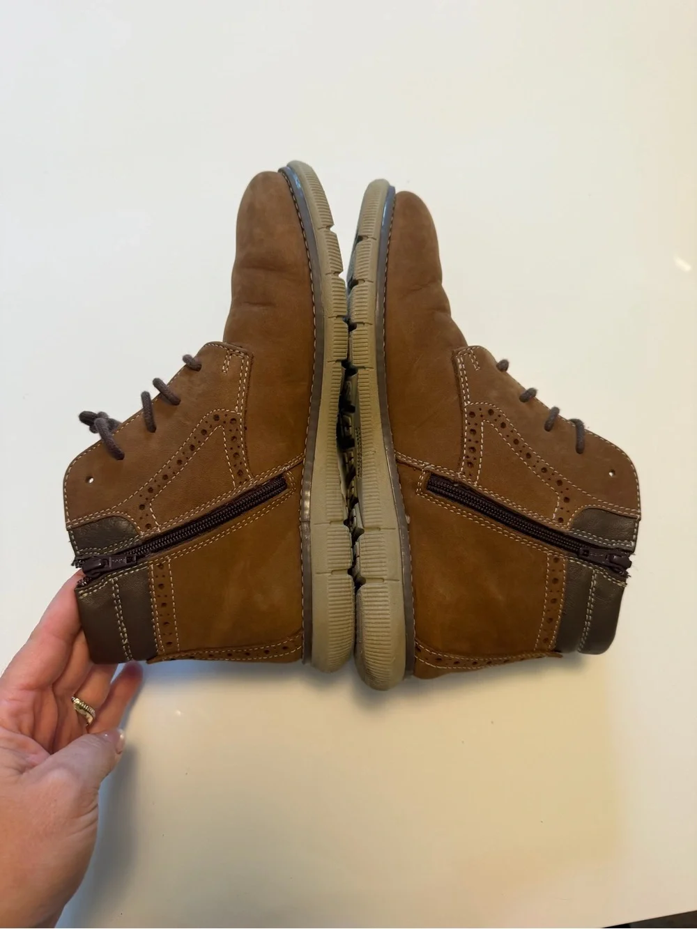 Johnston & Murphy Kids Tan Brown Leather Zip up Boot